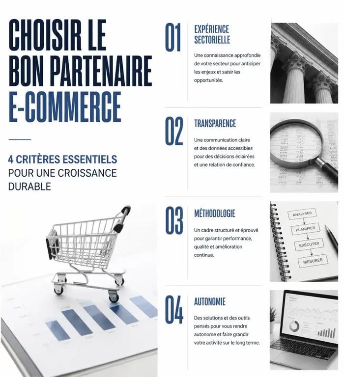 Infographie des critères de choix pour un accompagnement e-commerce performant