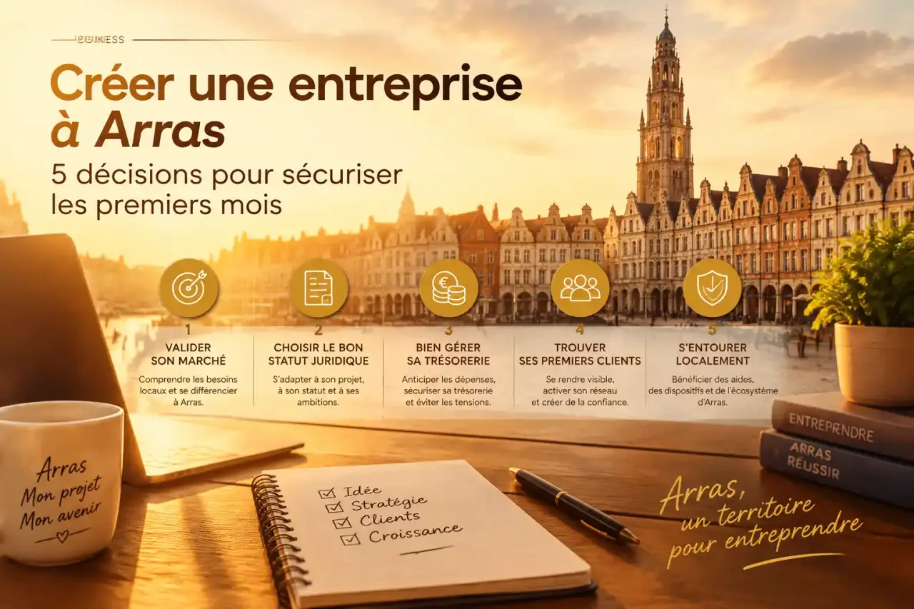 Créer une entreprise à Arras : 5 décisions pour sécuriser les premiers mois