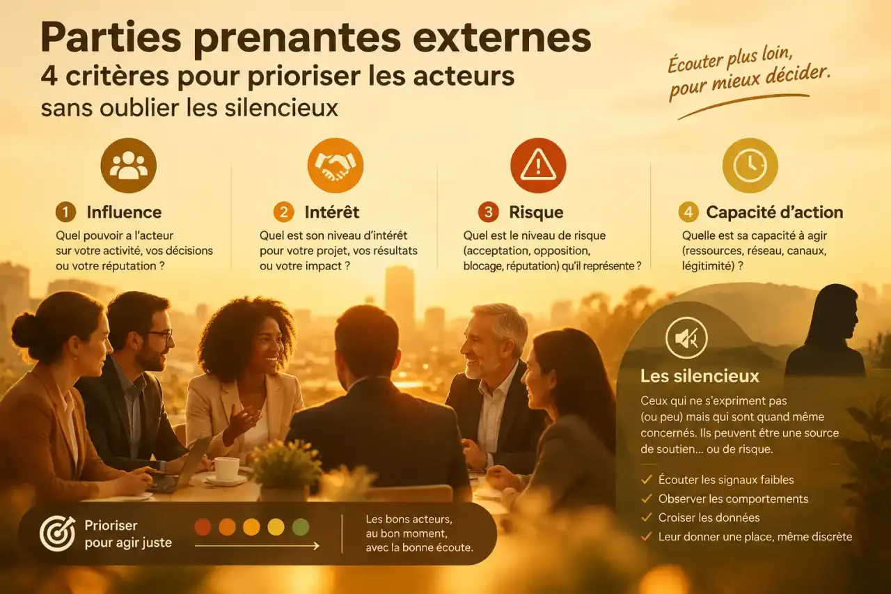 Parties prenantes externes : 4 critères pour prioriser les acteurs sans oublier les silencieux