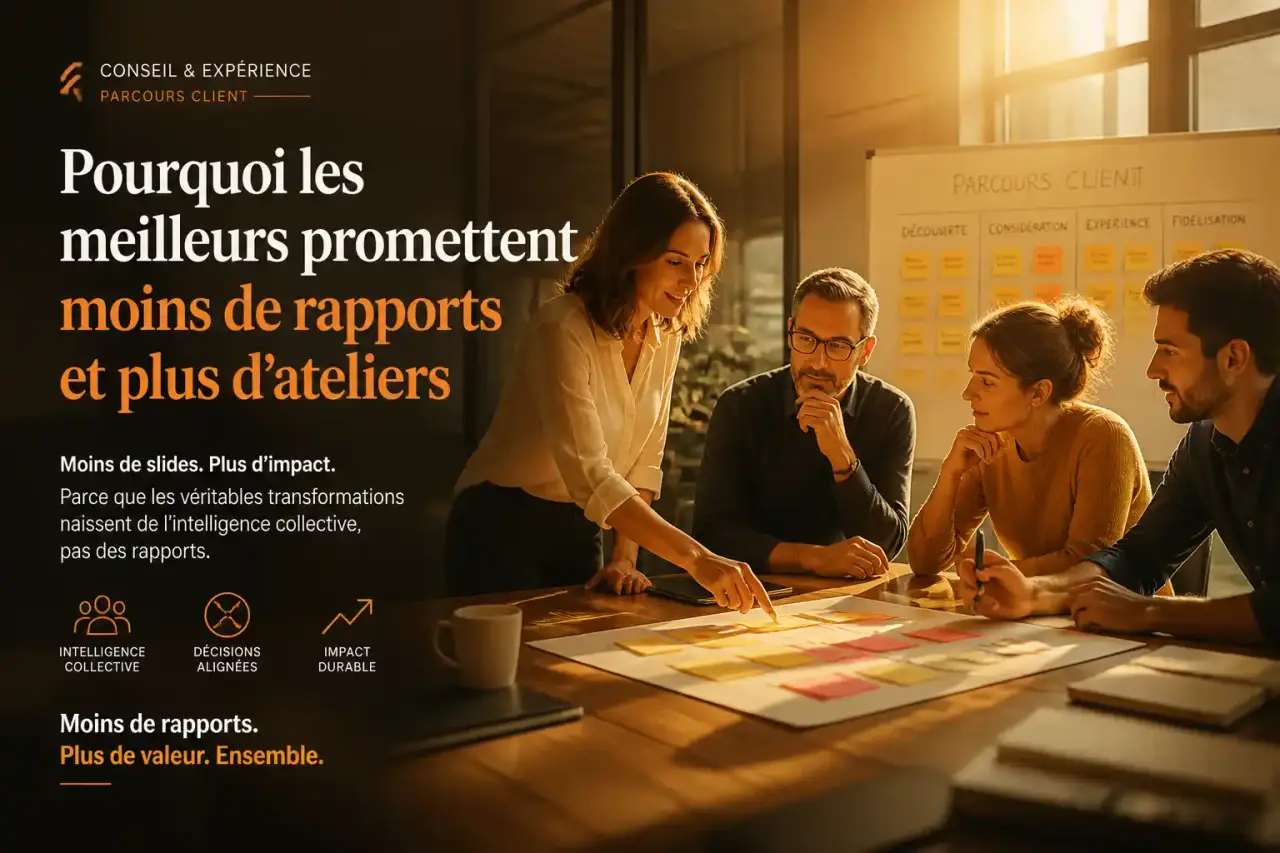 Cabinet de conseil parcours client : pourquoi les meilleurs promettent moins de rapports et plus d'ateliers